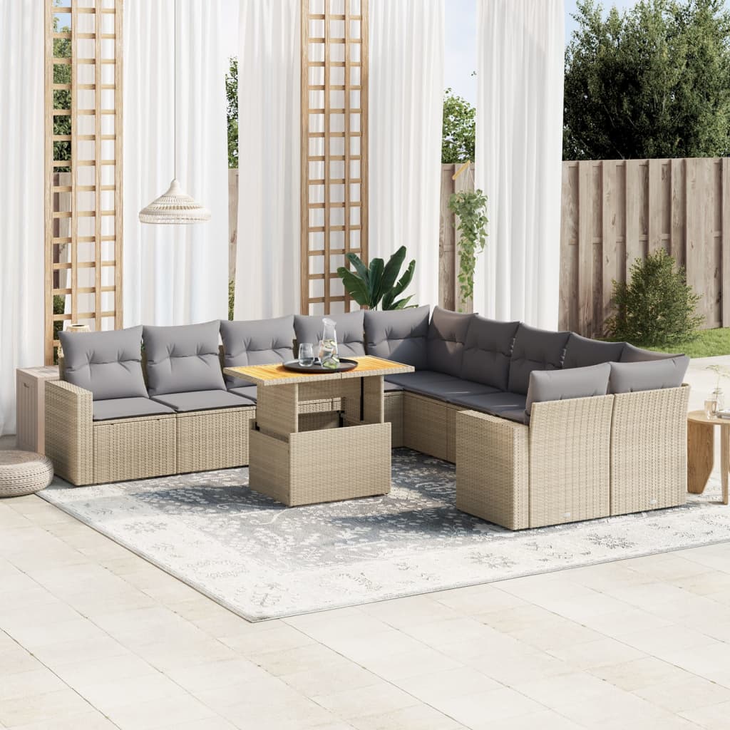 1 Tuinset Met Kussens Poly Rattan