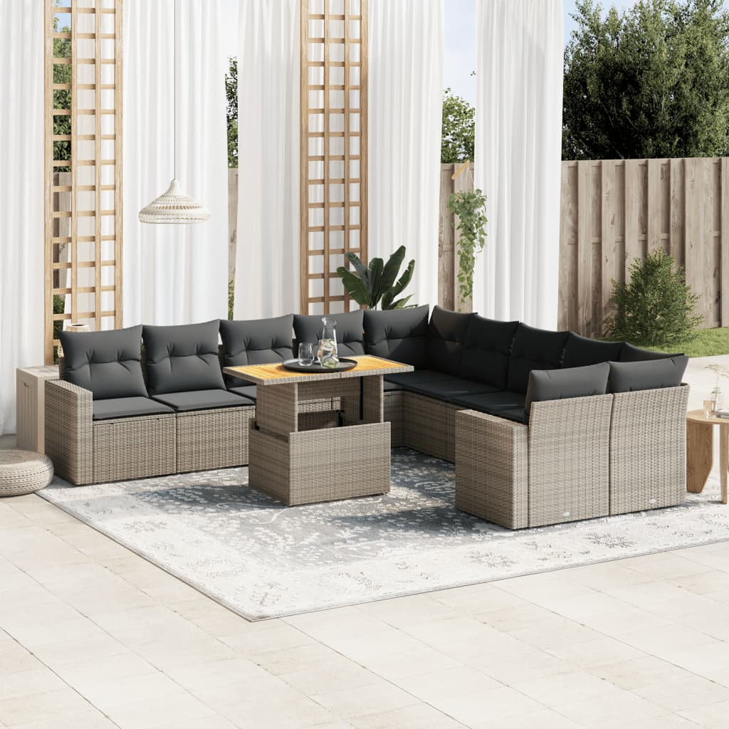 1 Tuinset Met Kussens Poly Rattan