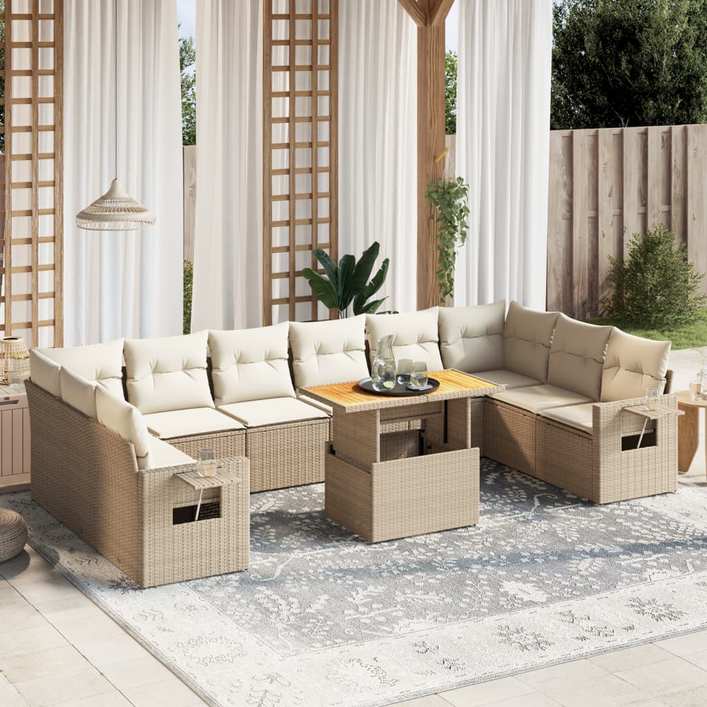 1 Tuinset Met Kussens Poly Rattan