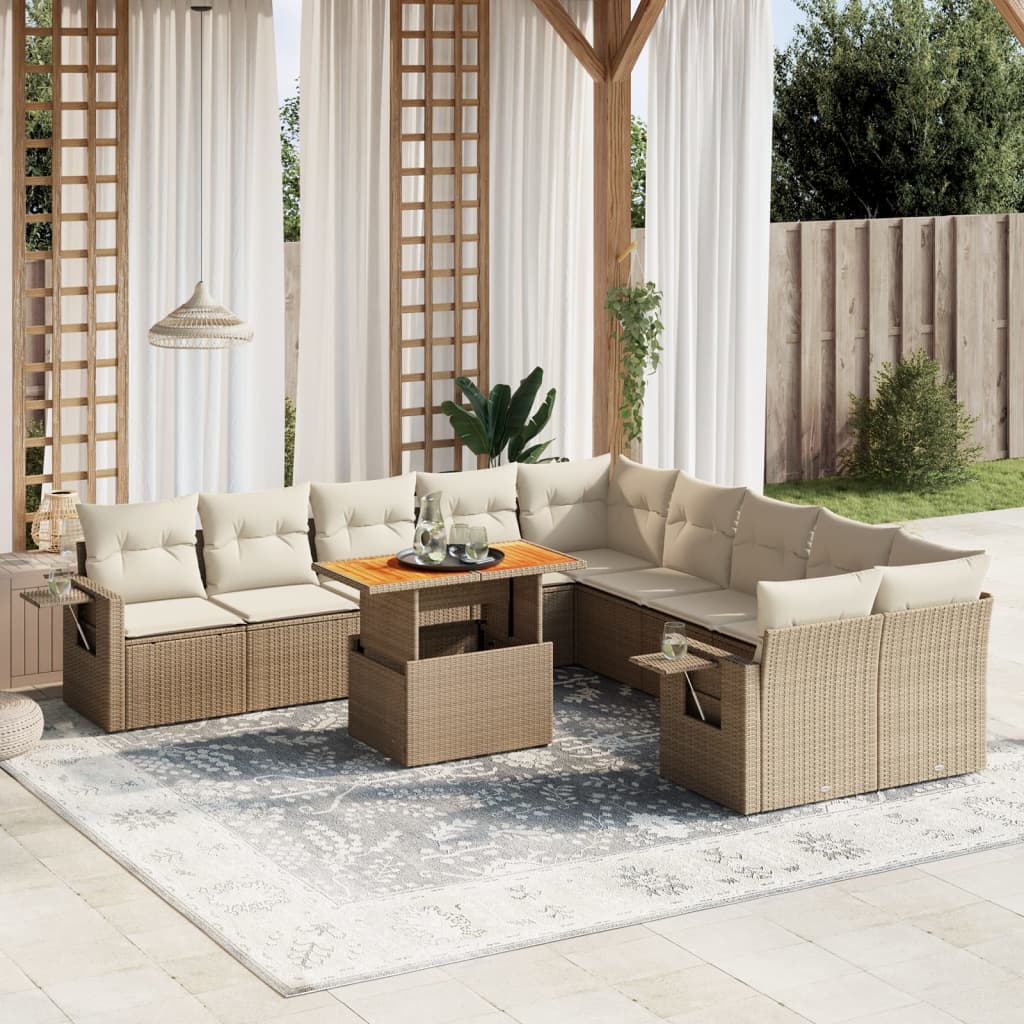 1 Tuinset Met Kussens Poly Rattan