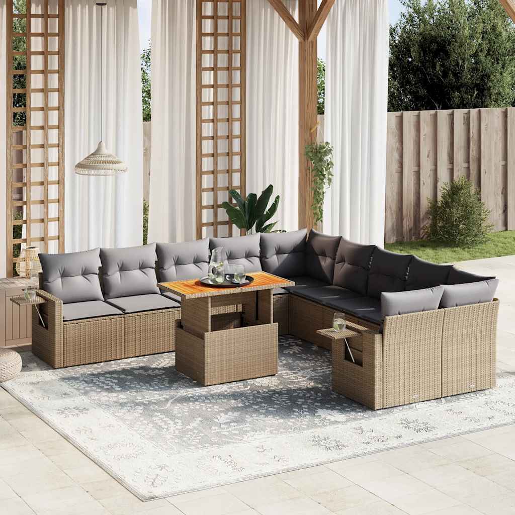 1 Tuinset Met Kussens Poly Rattan