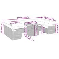 1 Tuinset Met Kussens Poly Rattan