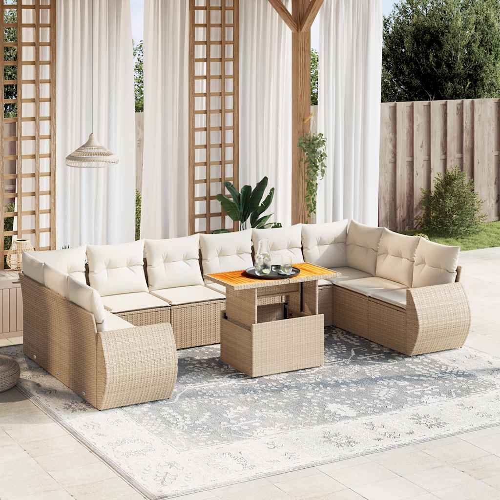 1 Tuinset Met Kussens Poly Rattan