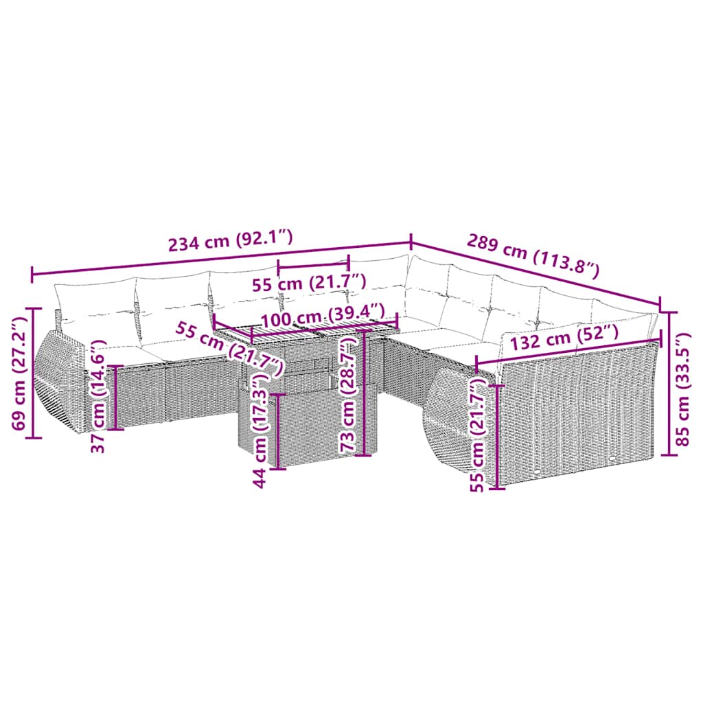 1 Tuinset Met Kussens Poly Rattan