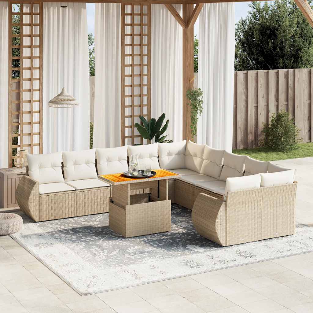 1 Tuinset Met Kussens Poly Rattan