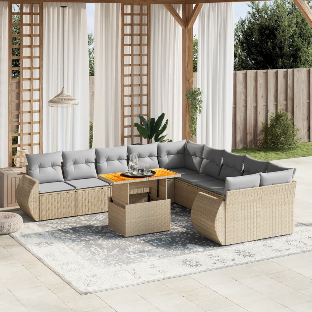 1 Tuinset Met Kussens Poly Rattan