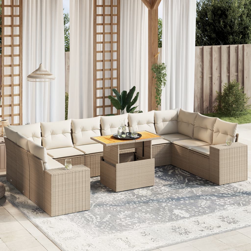 1 Tuinset Met Kussens Poly Rattan