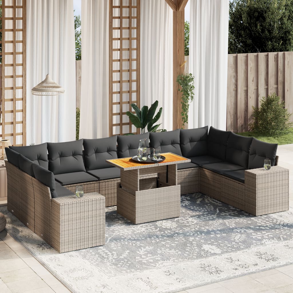 1 Tuinset Met Kussens Poly Rattan