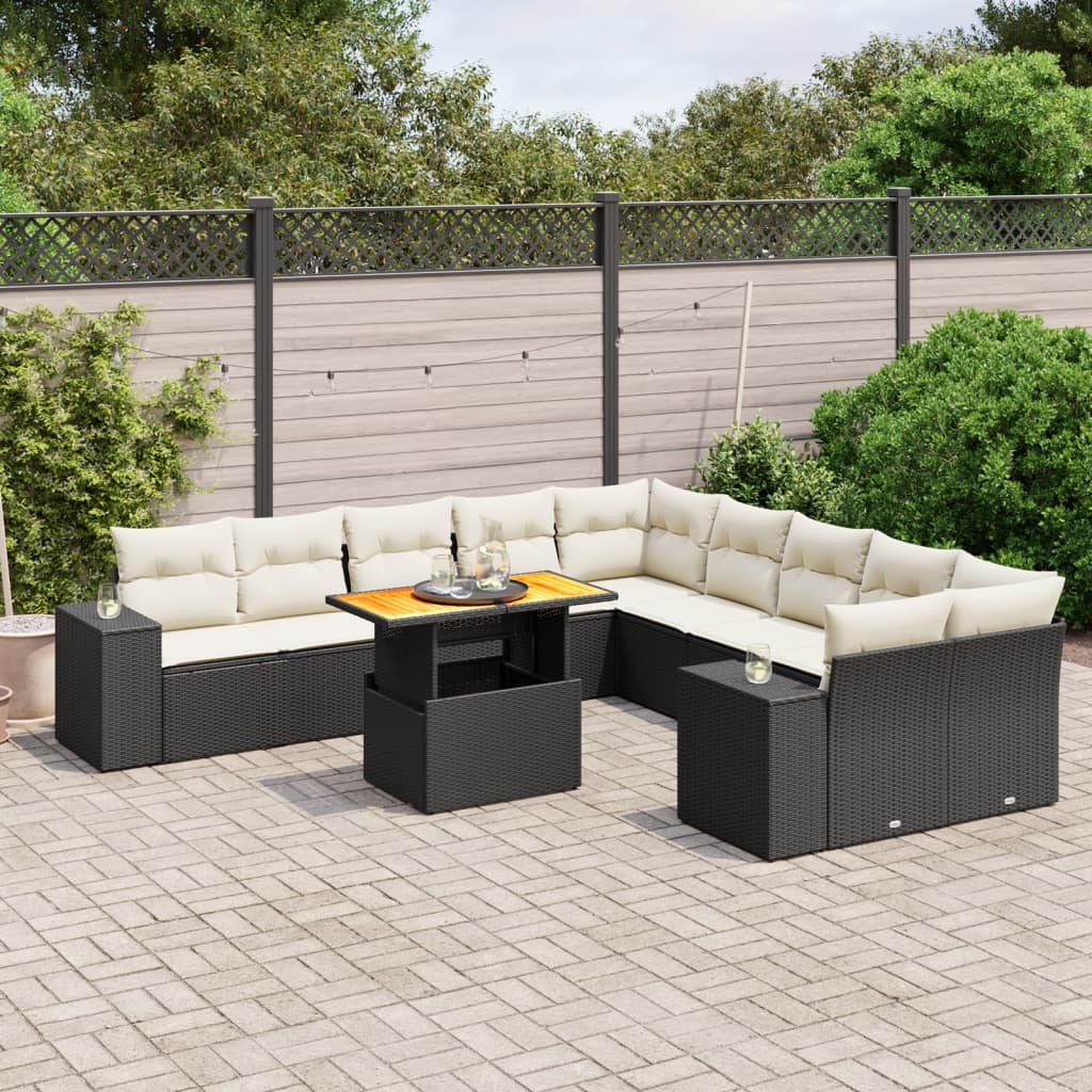 1 Tuinset Met Kussens Poly Rattan