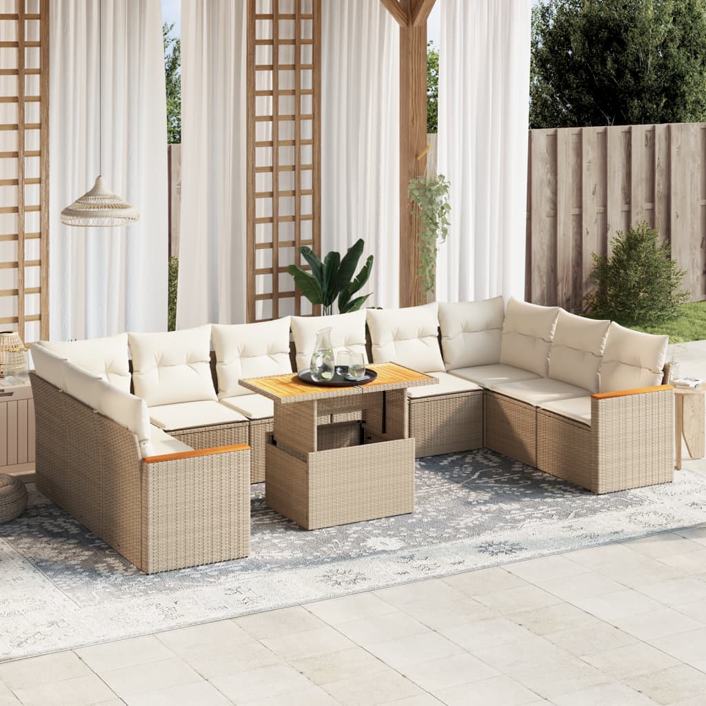 1 Tuinset Met Kussens Poly Rattan