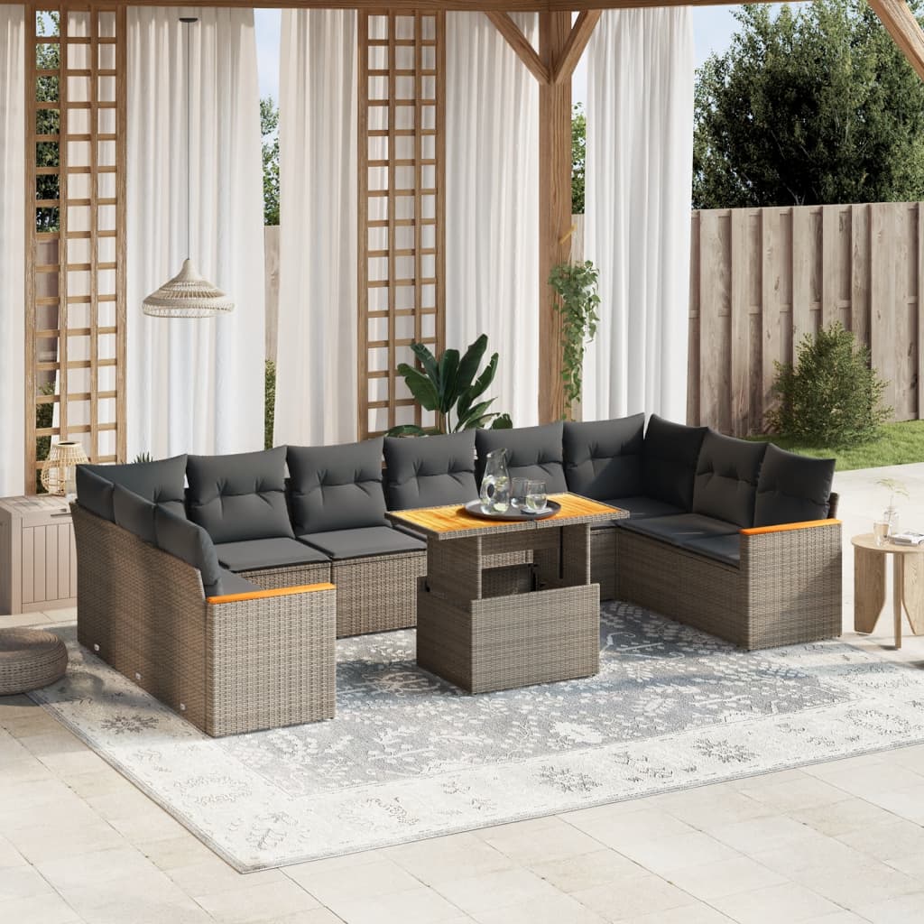 1 Tuinset Met Kussens Poly Rattan