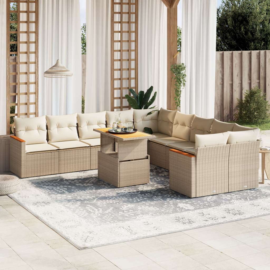 1 Tuinset Met Kussens Poly Rattan