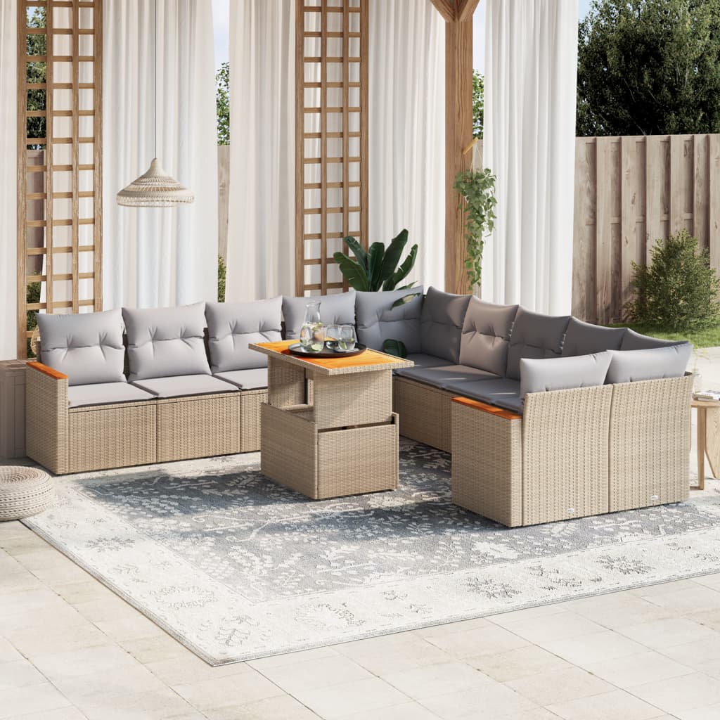 1 Tuinset Met Kussens Poly Rattan