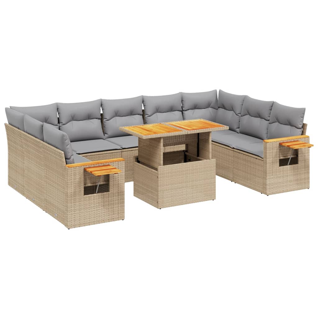 1 Tuinset Met Kussens Poly Rattan