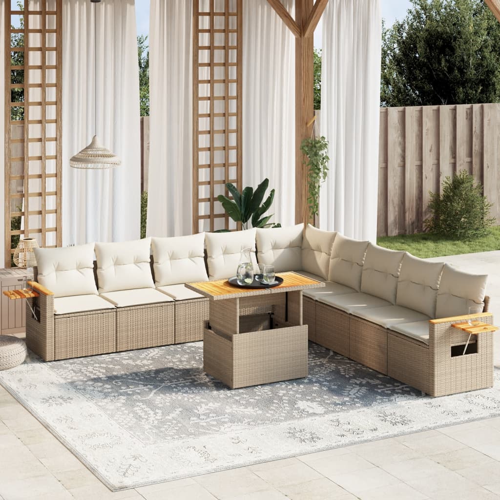 1 Tuinset Met Kussens Poly Rattan