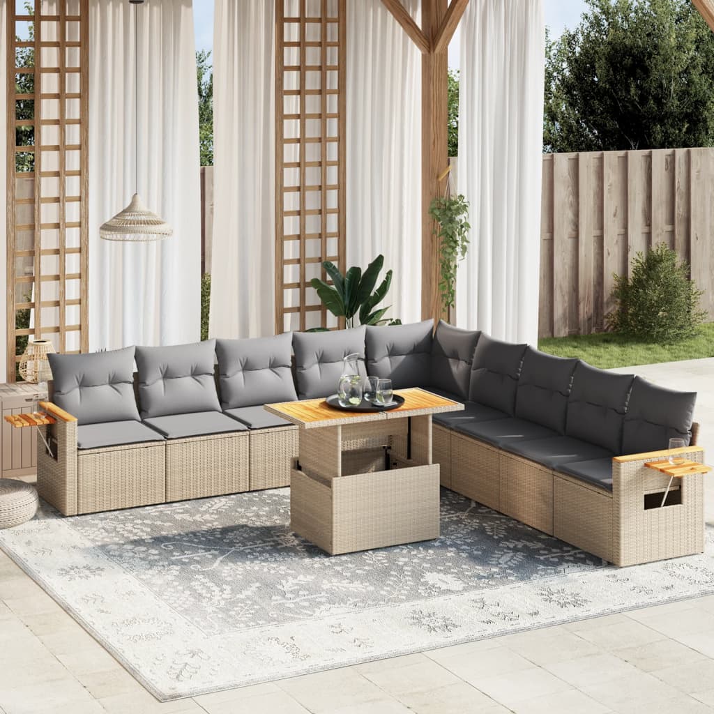 1 Tuinset Met Kussens Poly Rattan