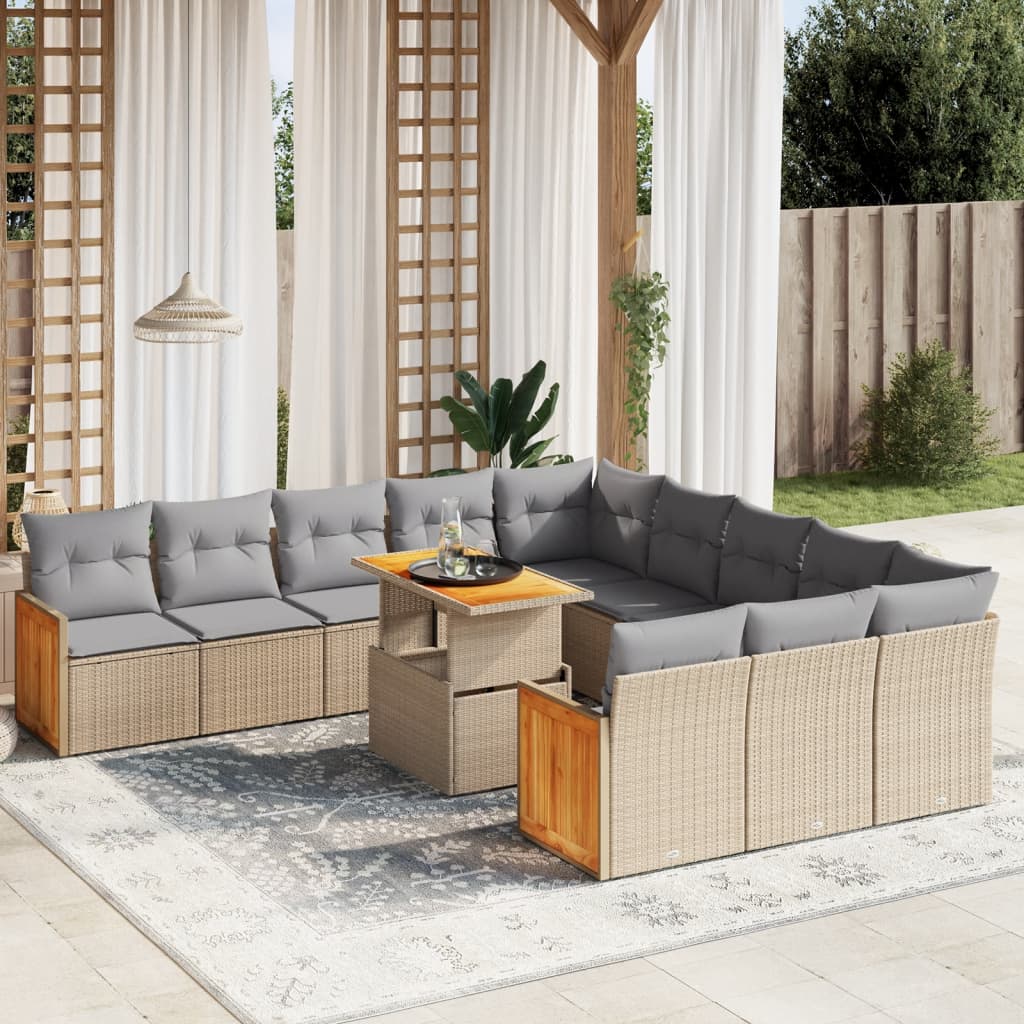 1 Tuinset Met Kussens Poly Rattan