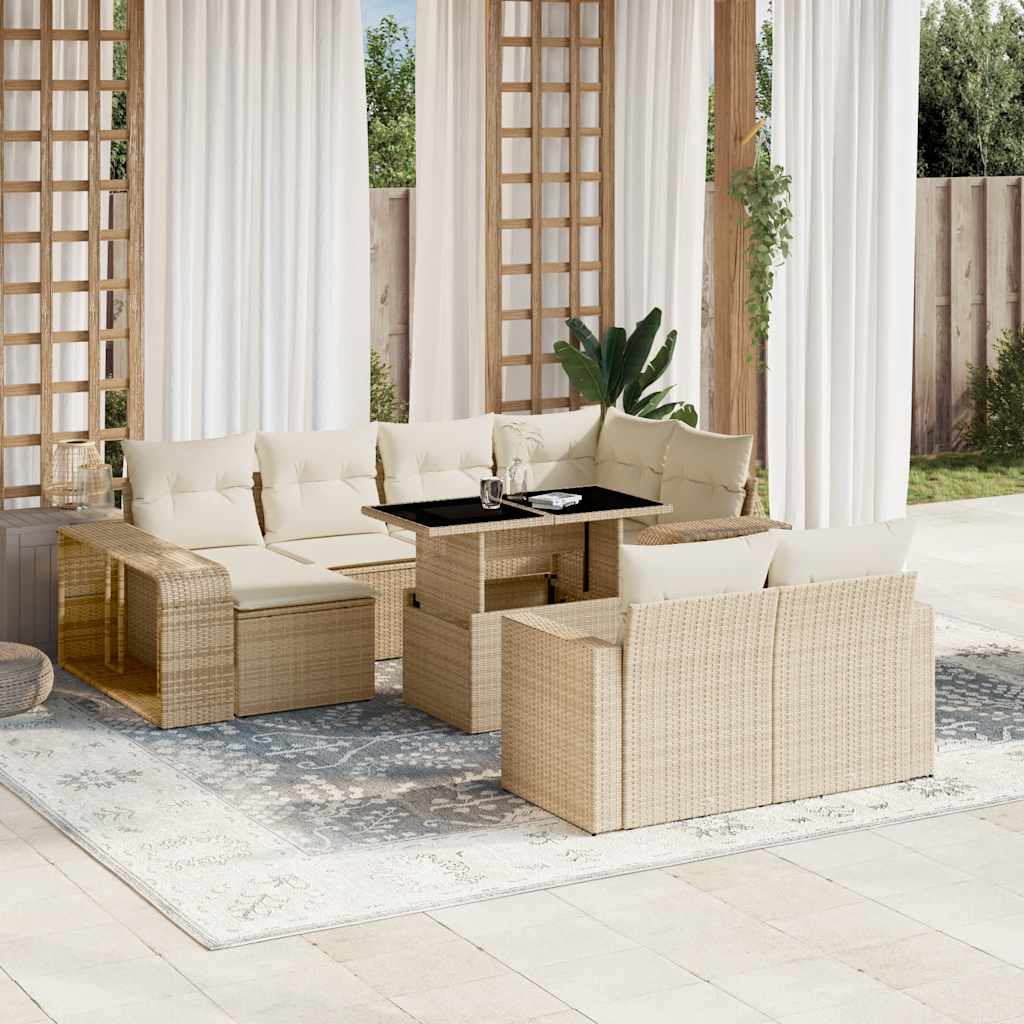 1 Tuinset Met Kussens Poly Rattan