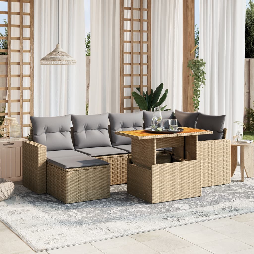 1 Tuinset Met Kussens Poly Rattan