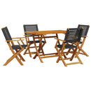 5-Delige Tuinset Poly Rattan En Massief Hout