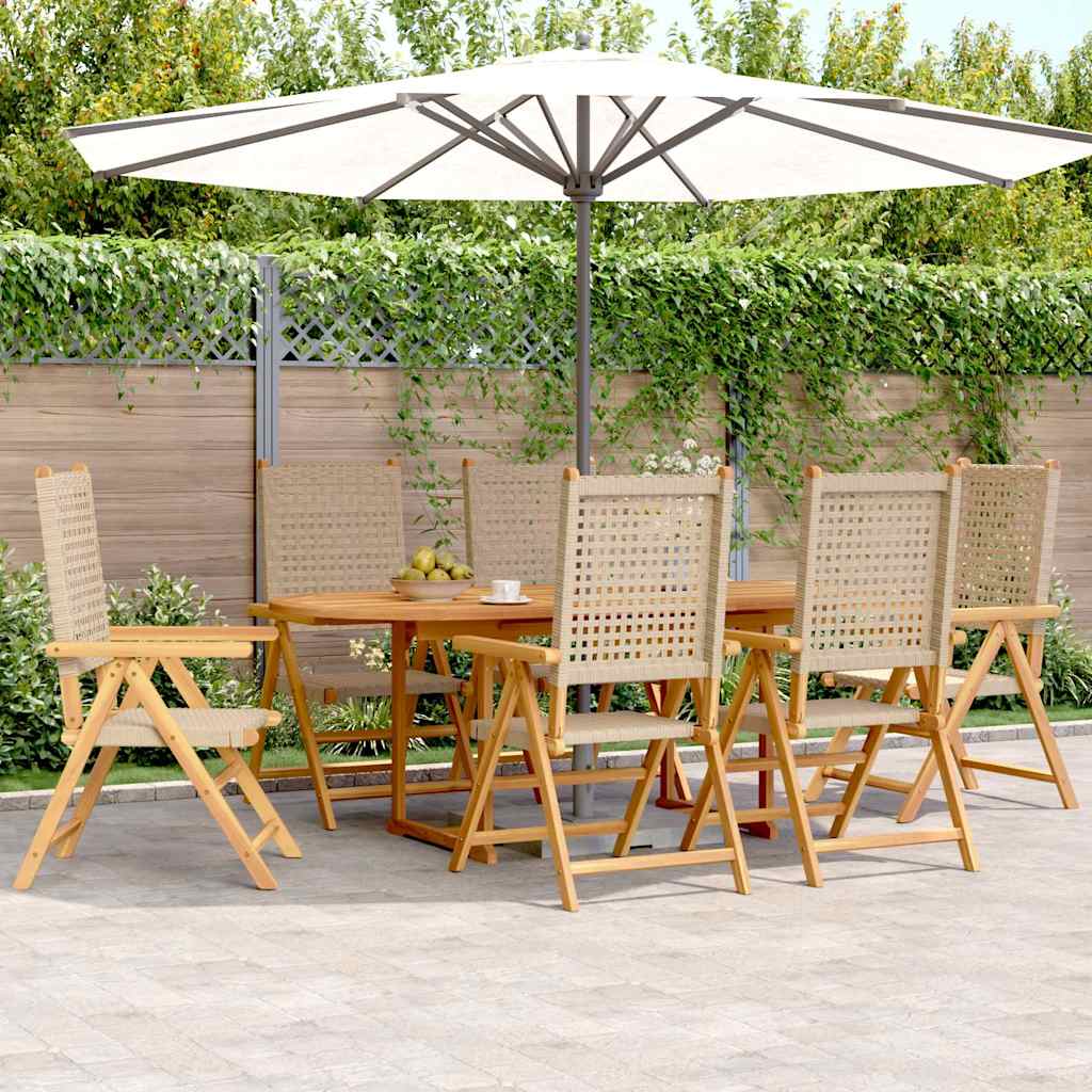 7-Delige Tuinset Poly Rattan En Massief Hout