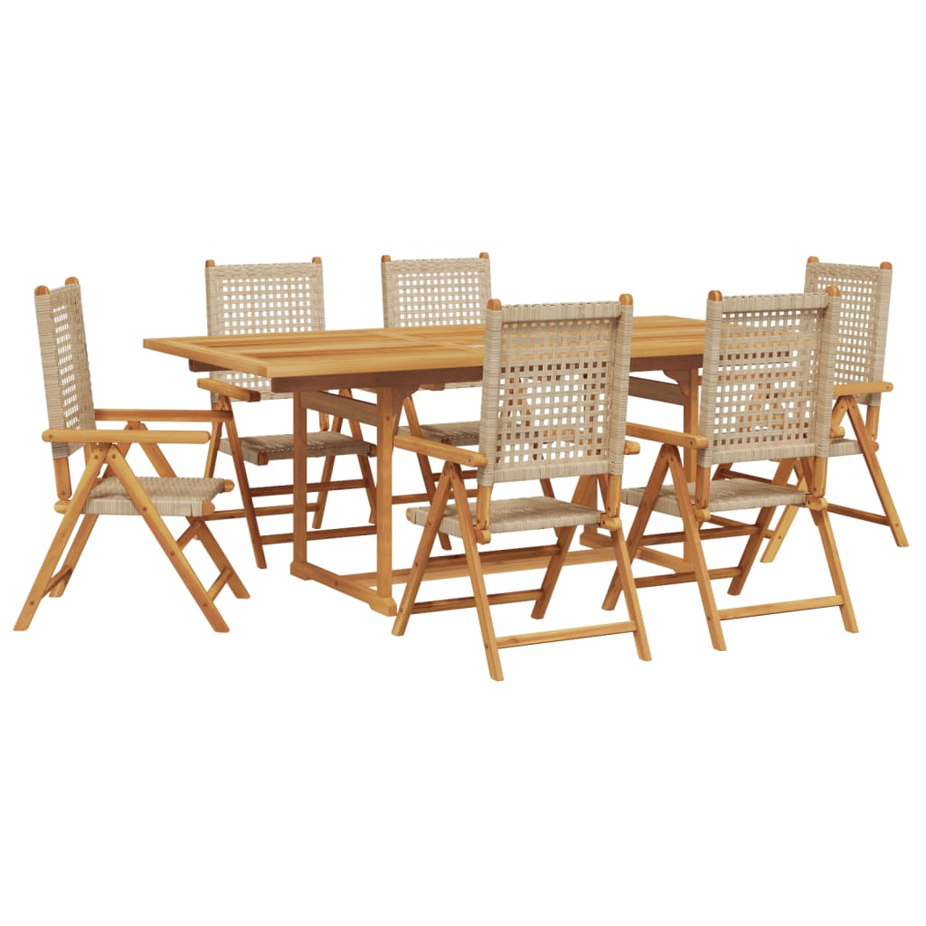 7-Delige Tuinset Poly Rattan En Massief Hout
