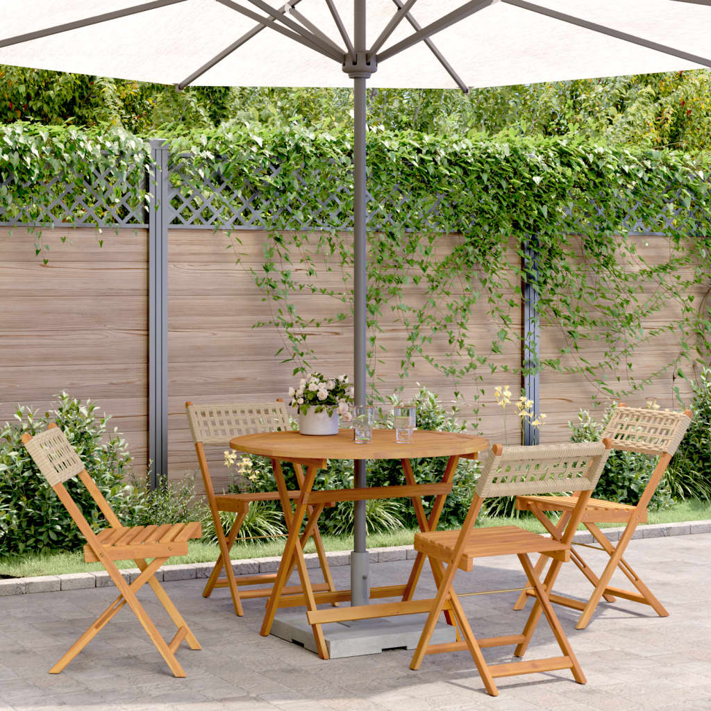 5-Delige Tuinset Poly Rattan En Massief Hout