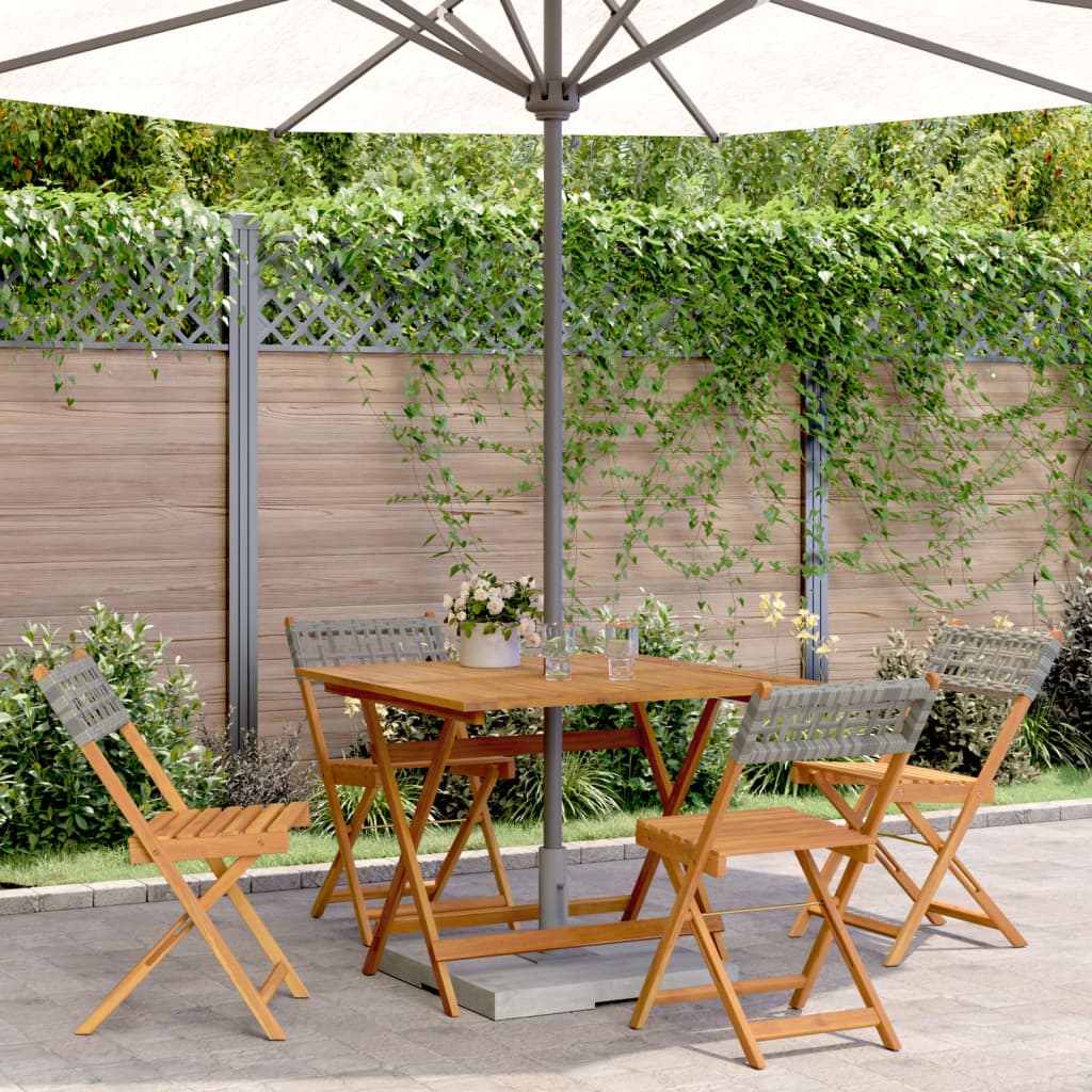 5-Delige Tuinset Poly Rattan En Massief Hout