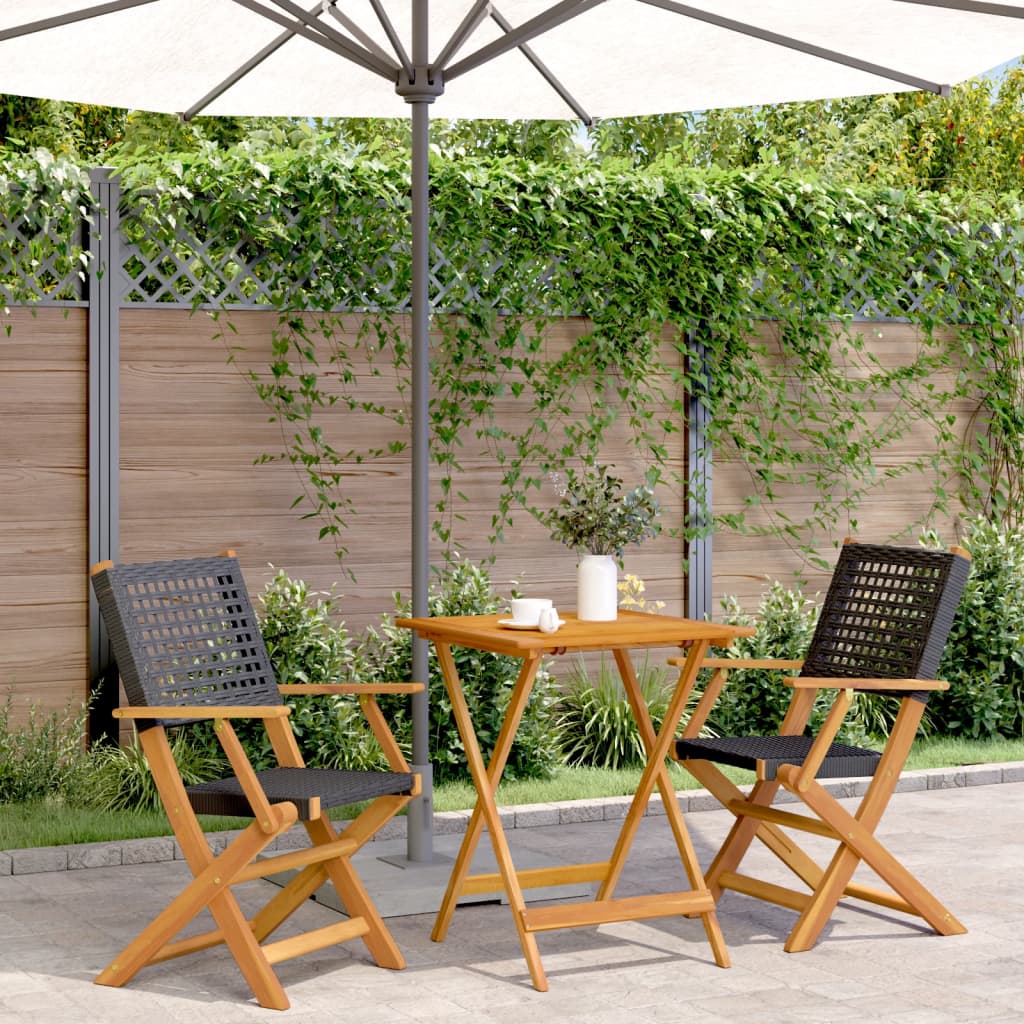 5-Delige Tuinset Poly Rattan En Massief Hout