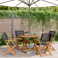 5-Delige Tuinset Poly Rattan En Massief Hout