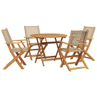 5-Delige Tuinset Poly Rattan En Massief Hout