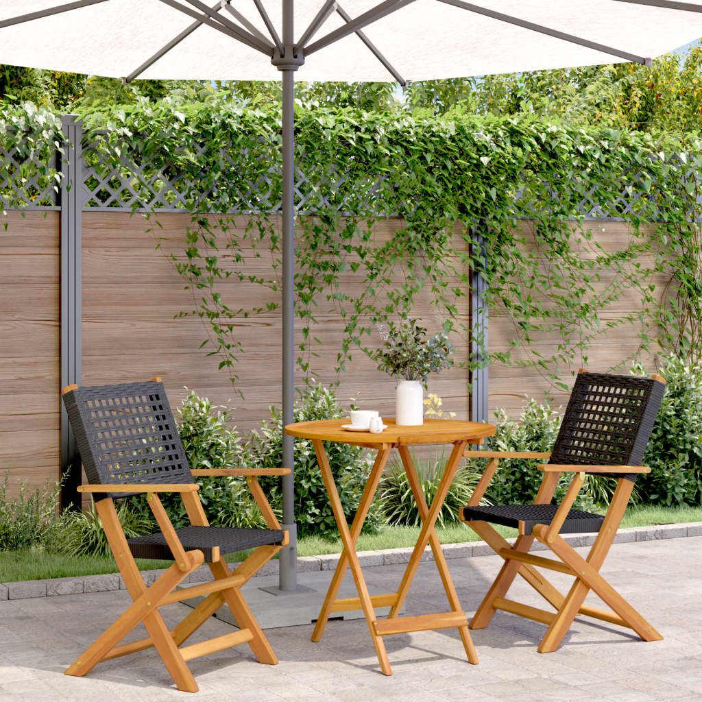 5-Delige Tuinset Poly Rattan En Massief Hout