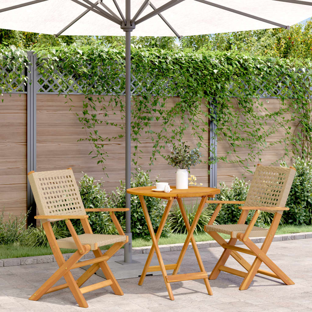 5-Delige Tuinset Poly Rattan En Massief Hout