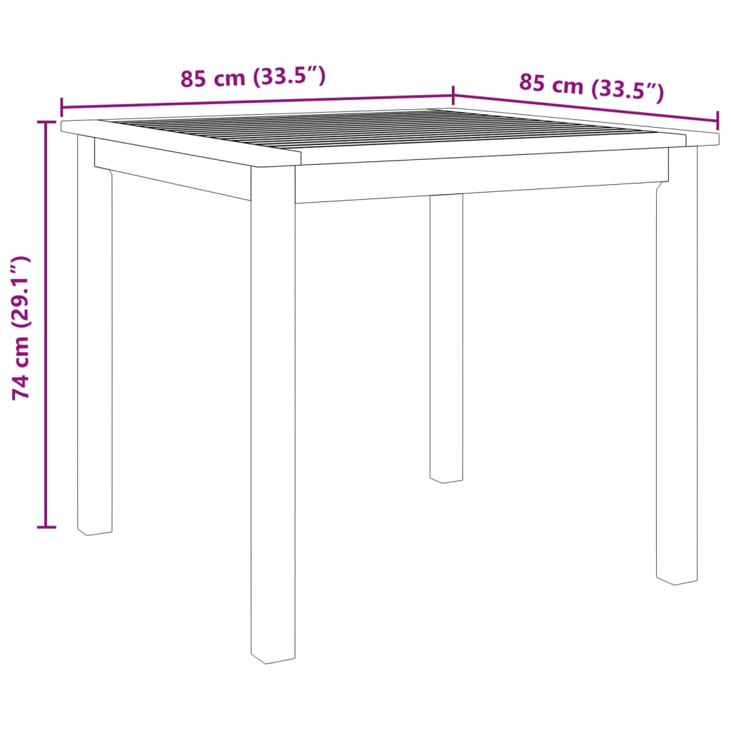 3-Delige Tuinset 85X85X74 Cm Massief Acaciahout