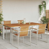 Eettafel 180X90X75 Cm Massief Acacia Hout En Roestvrijstaal
