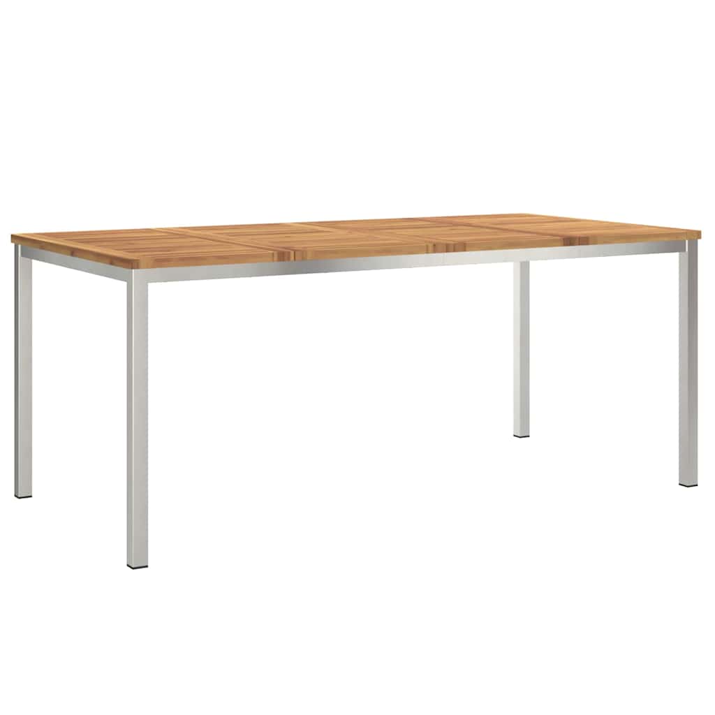 Eettafel 180X90X75 Cm Massief Acacia Hout En Roestvrijstaal