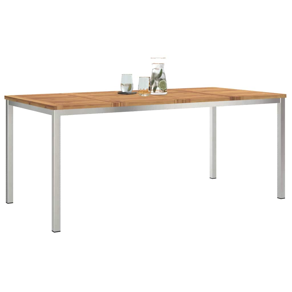 Eettafel 180X90X75 Cm Massief Acacia Hout En Roestvrijstaal