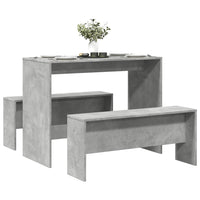 3-Delige Eettafel En Bankenset Bewerkt Hout