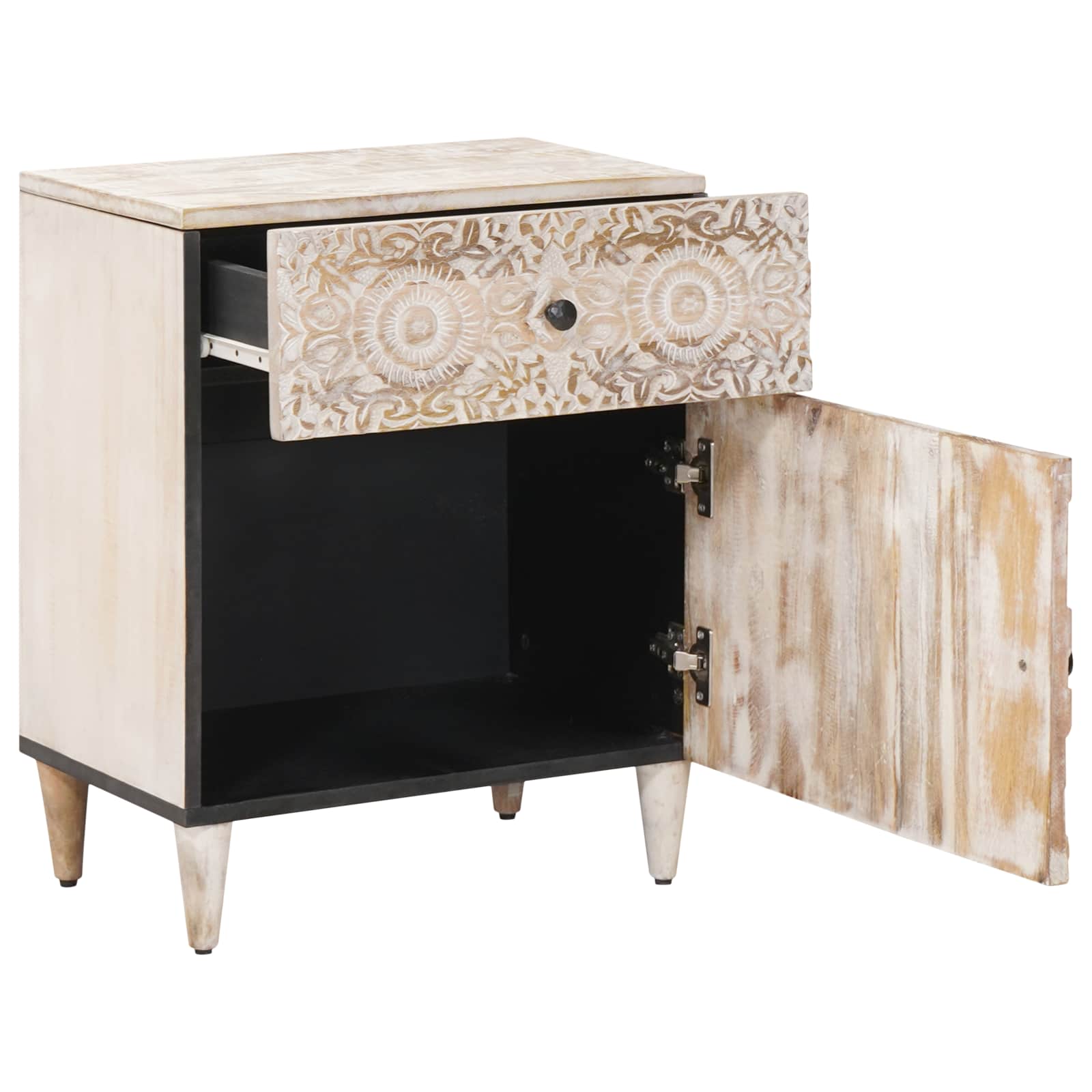 Bed Kast Met Lade 50 X 33 X 60 Cm Massief Mango Hout