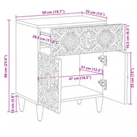 Bed Kast Met Lade 50 X 33 X 60 Cm Massief Mango Hout