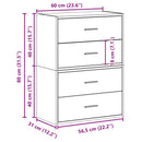 Kasten Met 2 Lades 60X31X40 Cm Bewerkt Hout
