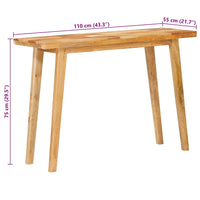 Eettafel Naturel 100 X 35 X 75 Cm Massief Mango Hout