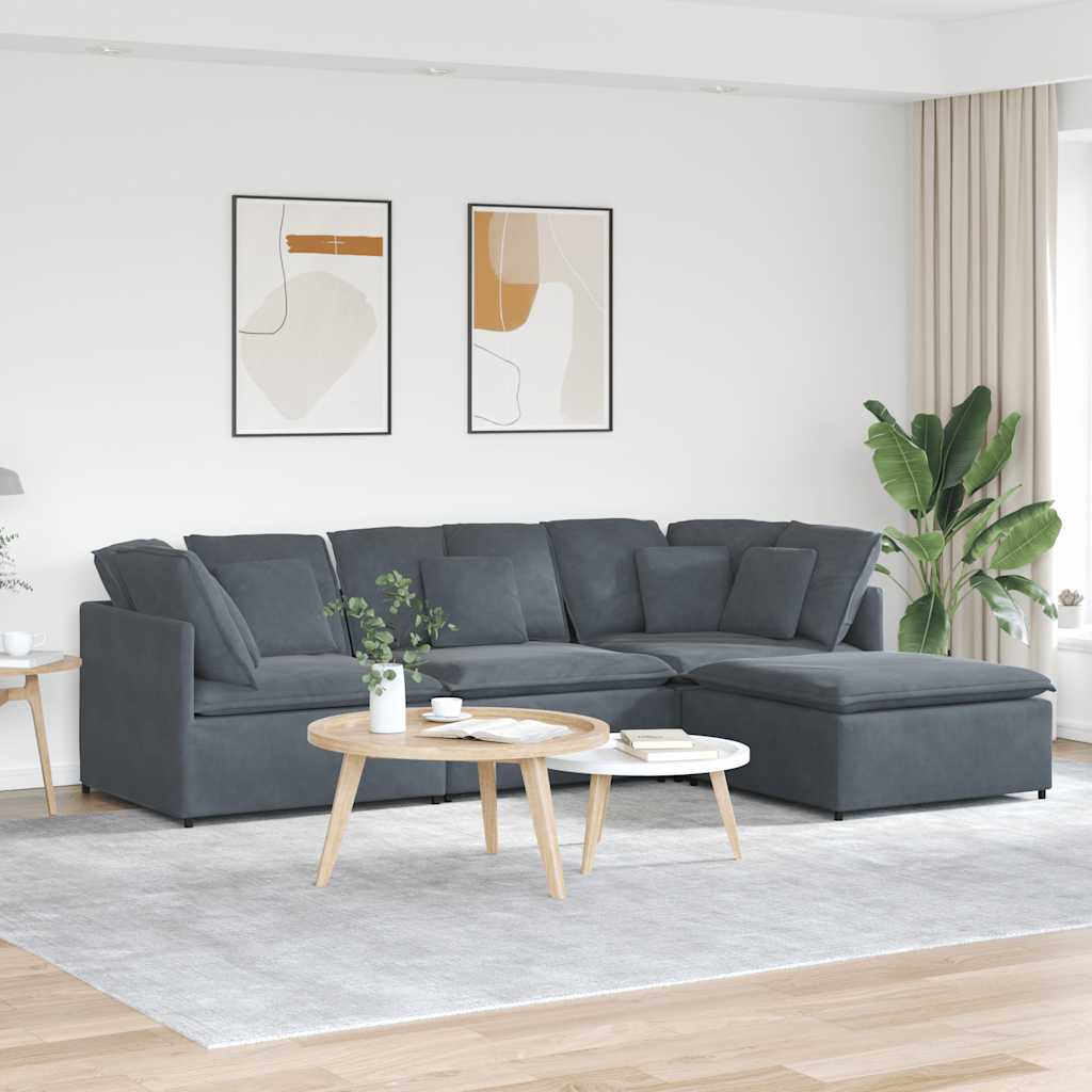 Modulaire Bank Met Voetenbank En Kussens Fluweel