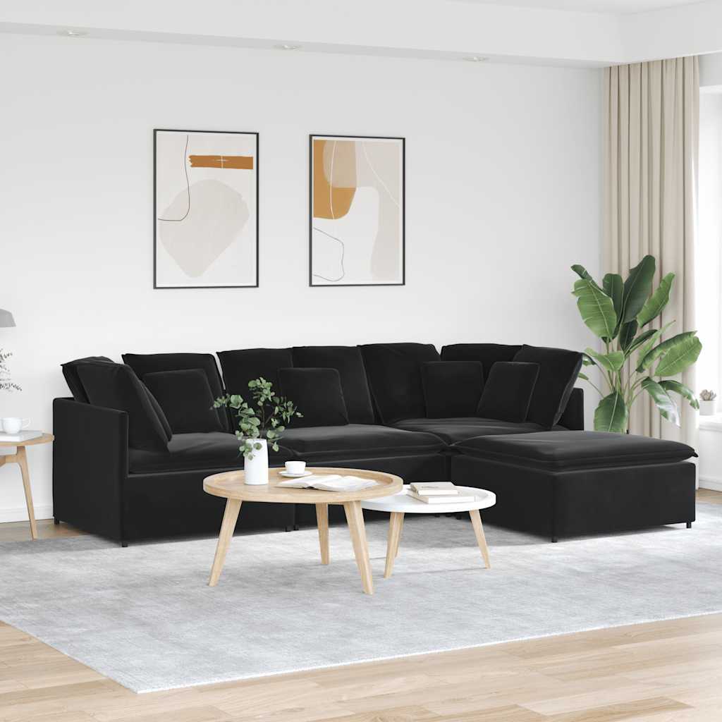 Modulaire Bank Met Voetenbank En Kussens Fluweel