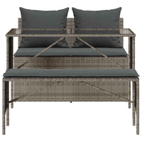 3-Delige Tuinset Met Kussens Poly Rattan