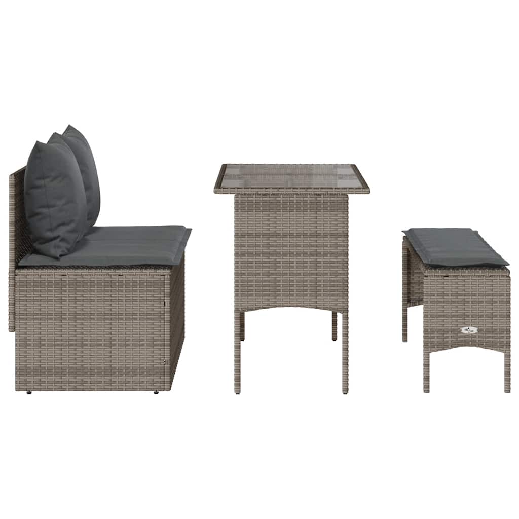 3-Delige Tuinset Met Kussens Poly Rattan