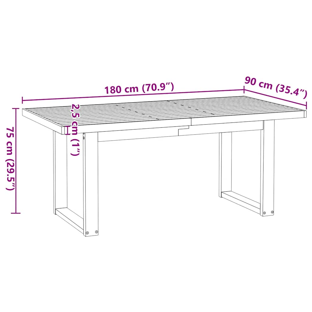 Eettafel Noain E Poten 180X90X75 Cm Massief Grenenhout Naturel