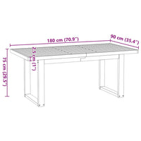 Eettafel Noain E Poten 180X90X75 Cm Massief Grenenhout Naturel