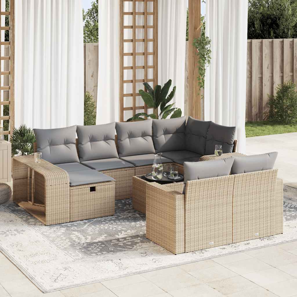 1 Tuinset Met Kussens Poly Rattan