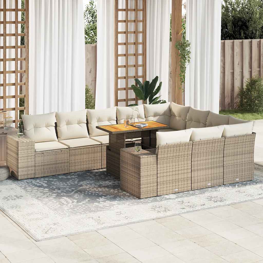 1 Tuinset Met Kussens Poly Rattan
